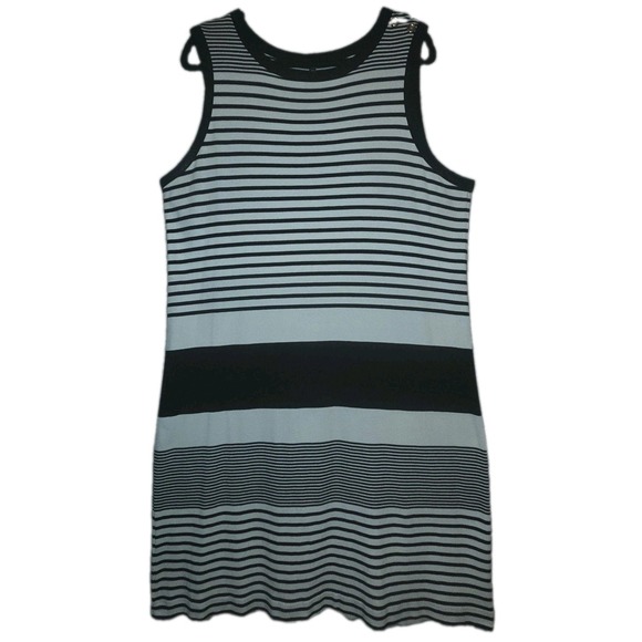 Talbots Dresses & Skirts - TALBOTS Cotton Swing Dress Womens 2XL Black White Striped Button Accent Shoulder
